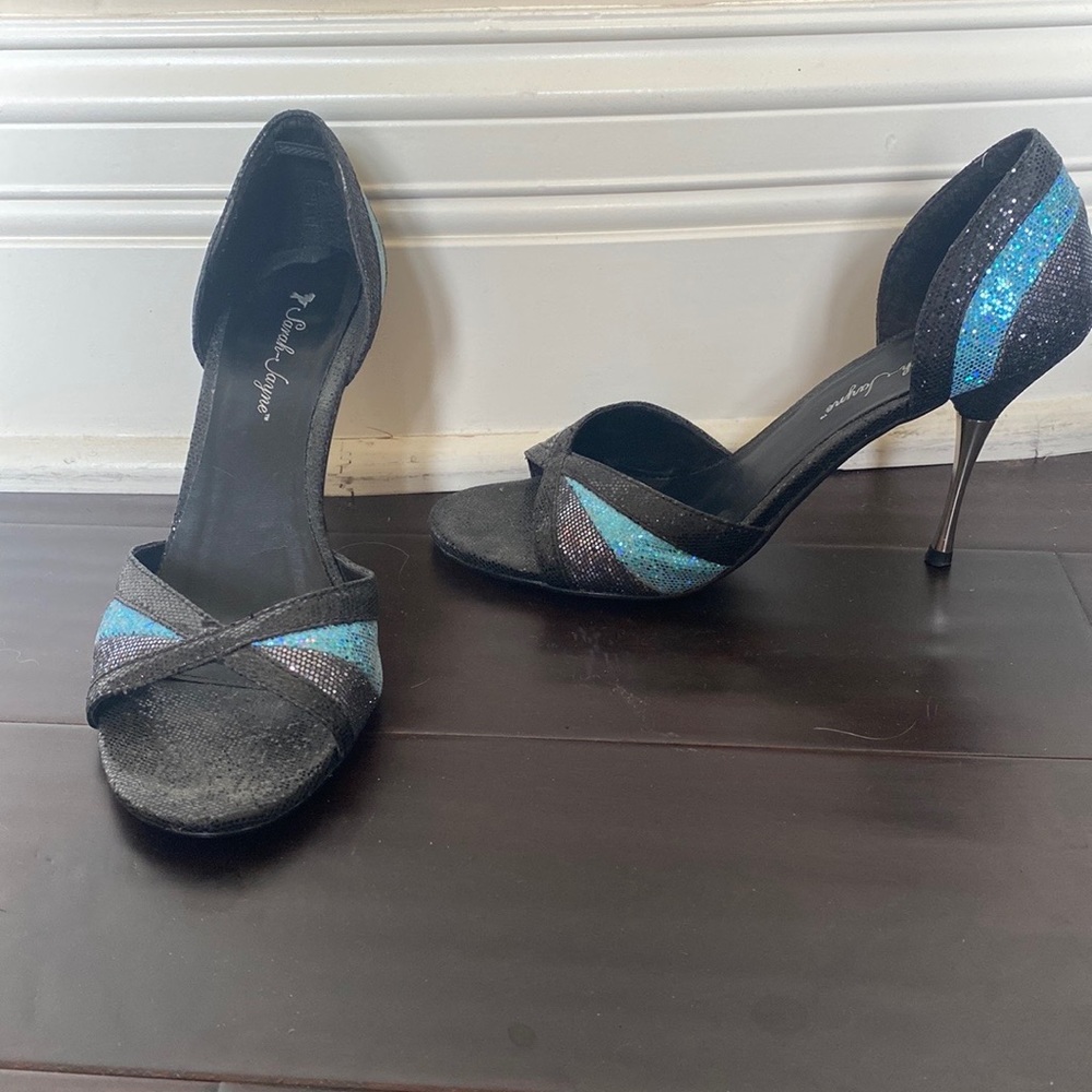 Blue and Black Sparkle Heels